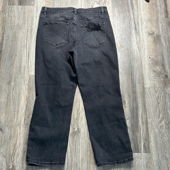 Flying Monkey Black/Grey Distressed High Rise Cropped Straight Leg Jeans size 31 - Picture 14 of 14
